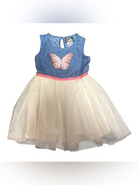 Pink & Violet Denim & Tulle Butterfly Dress -2t